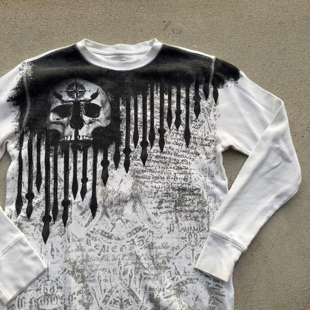 Y2k thermal shirt y2k route 66 white black medium